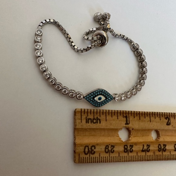 🧿925 Silver turquoise evileye oval slider bracelet enamel - Picture 2 of 4